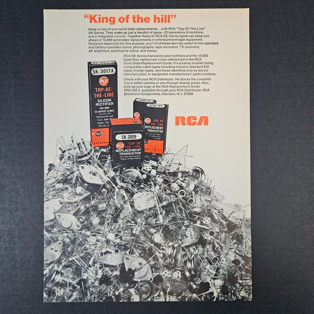 1968 RCA SK Series Transistors Vintage Print Ad King‎ of the Hill Harrison NJ